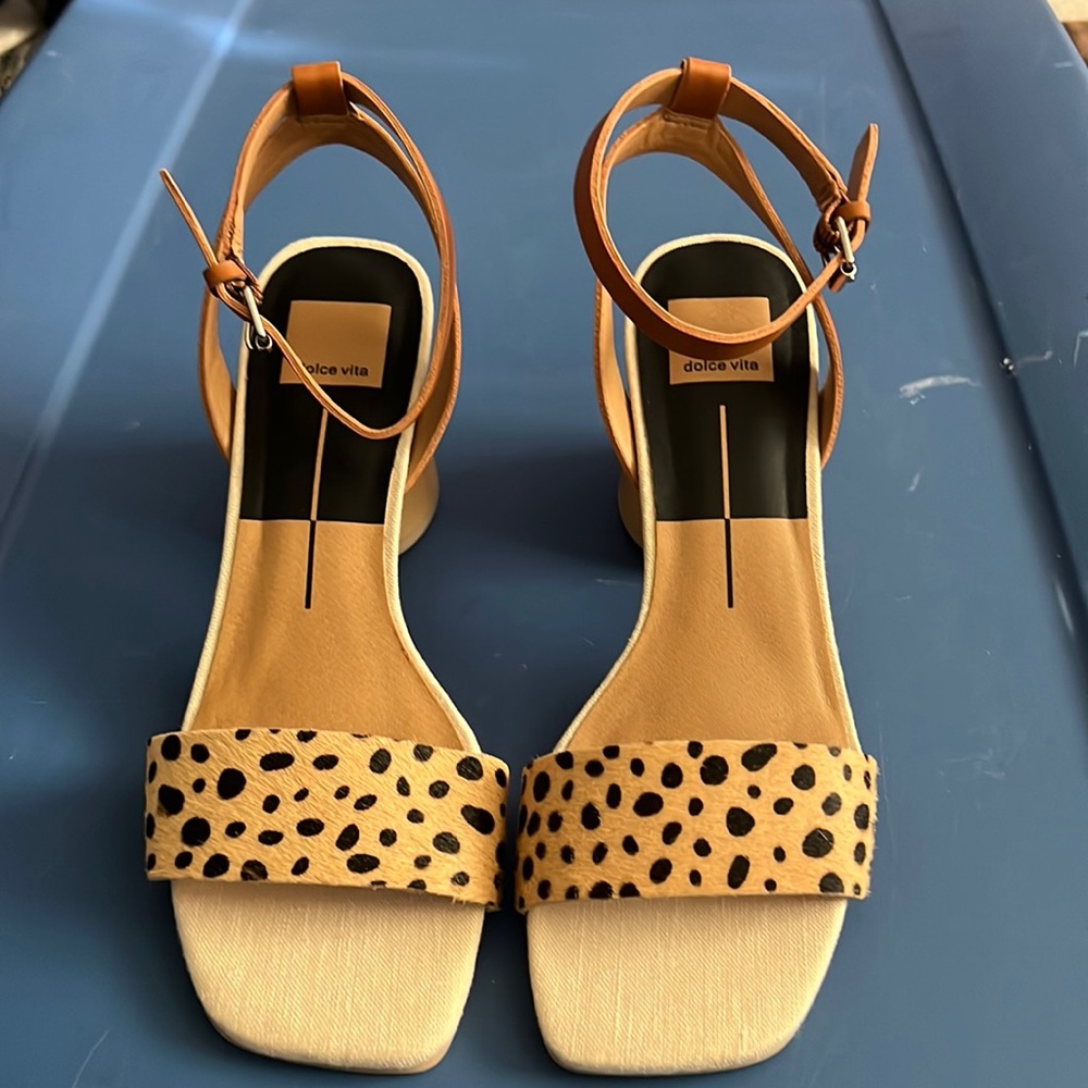 Women’s 3” Dolce Vita Cow Print Heels NWOT